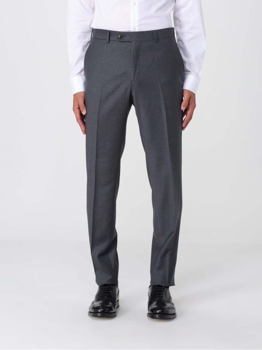 Classic Men's Luigi Bianchi Dress Pants in Charcoal Gray